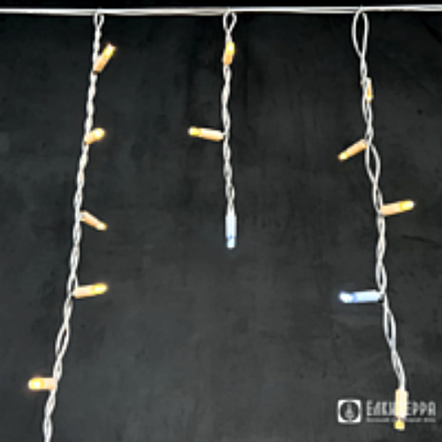 Бахрома светодиодная 3х0,6 м, Белый Резиновый провод, Аквастоп, Цвет свечения : Теплый белый с мерцанием